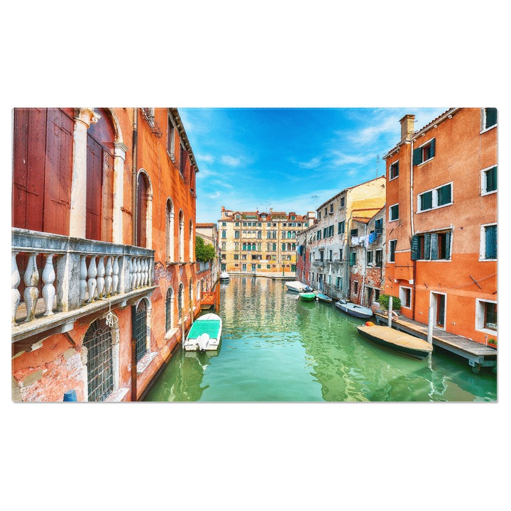 Tablou Canvas Vedere la Venetia cu Canalele Inguste Venetia, Canal, Pod, Arhitectura, Culoare 90x60CM
