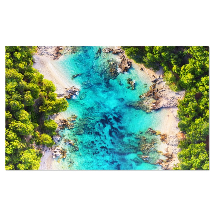 Tablou Canvas Coasta Panoramica ca Fundal, Vedere de Sus aerian, plaja, coasta, Croatia, panoramica, panoramica, vara, mare, ocean 40x25CM