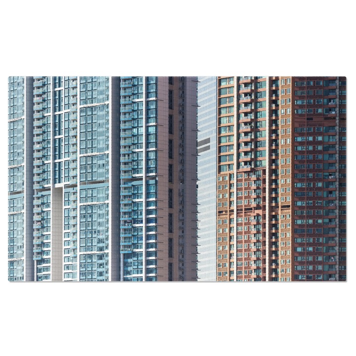 Картина върху платно Екстериор на жилищен блок сграда, стена, екстериор, прозорец, небе, апартамент, градски, жилищен, къща, час, строителство, апартамент, модерен, блок, съвременен, архитектура 70x50CM