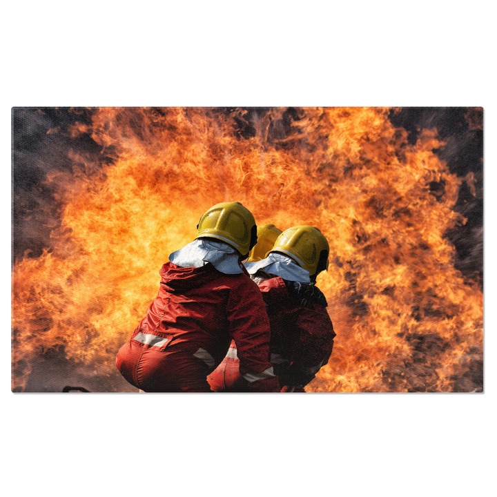 Tablou Canvas Echipa de Pompieri in Antrenament Urgenta, Protectie, Foc, Siguranta, Interventie. 90x60CM