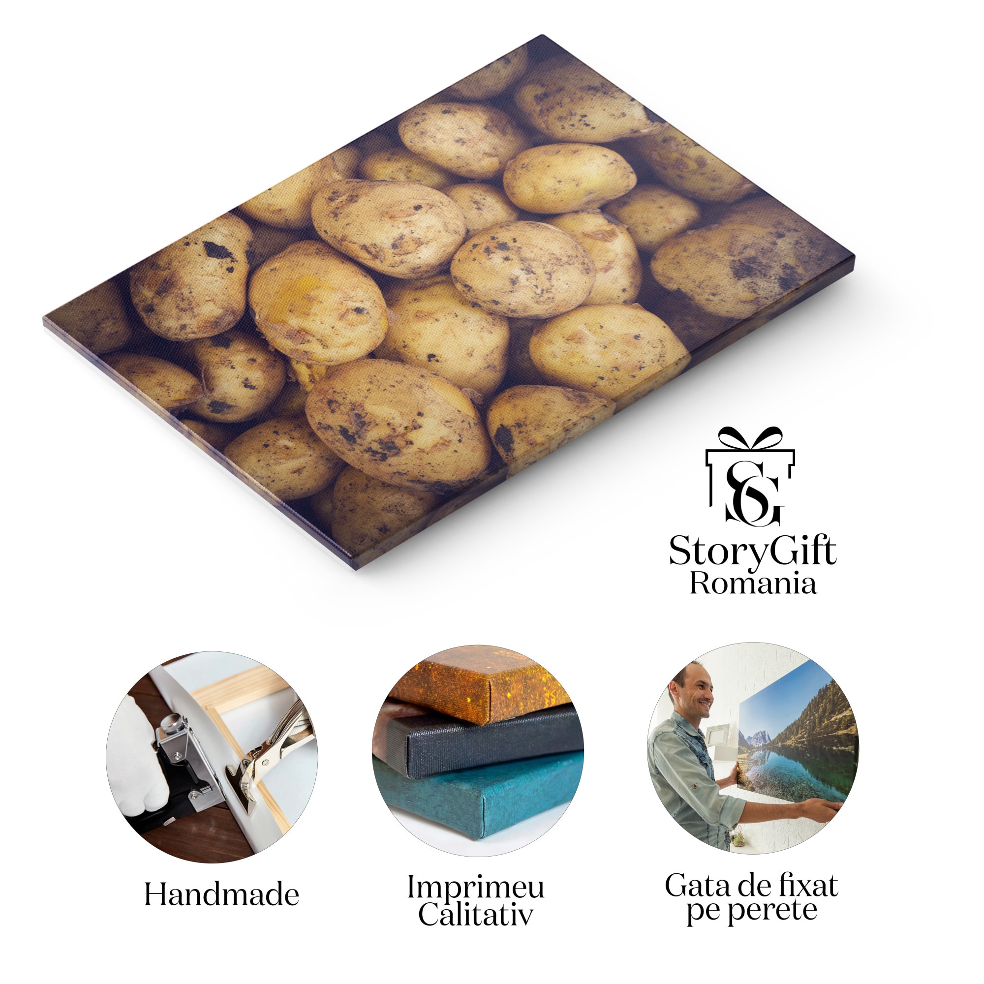 Пресни органични цели картофи Farmers Market Canvas Print, зеленчуци ...