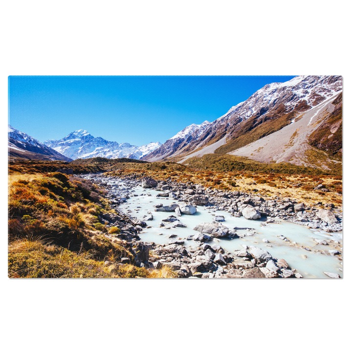 Vászonfestmény Hooker Valley tájkép a Mount Cook-nál Új-Zélandon, aoraki, Hooker Valley, hegy, Új-Zéland 100x70CM