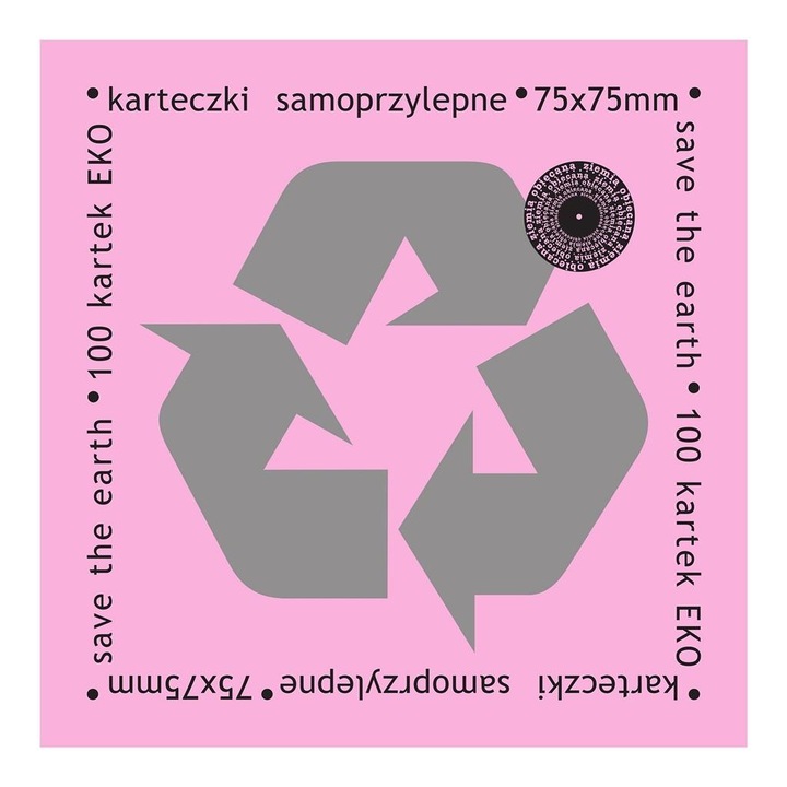 Ziemia Obiecana öntapadós jegyzettömb 75x75mm, 100 lapos szett, rózsaszín