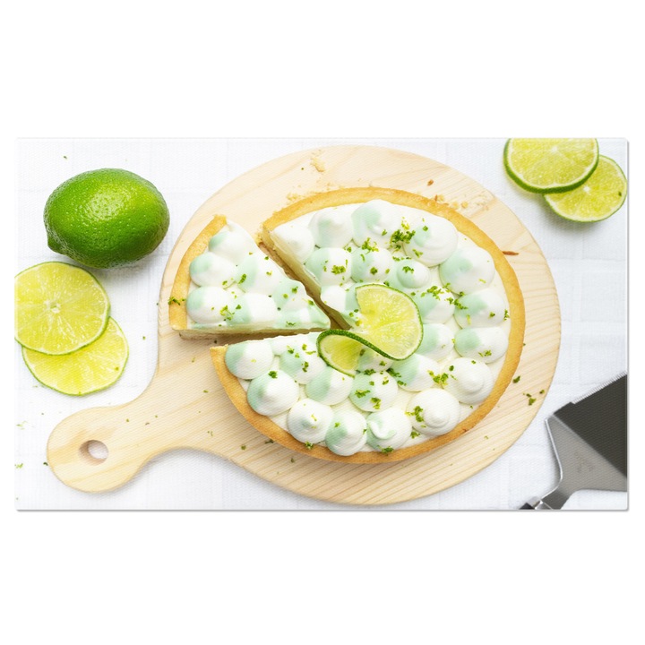 Картина на платно Тарта със сирене с лайм и бита сметана отгоре, лайм, тарт, сирене, десерт, бита сметана 40x25CM