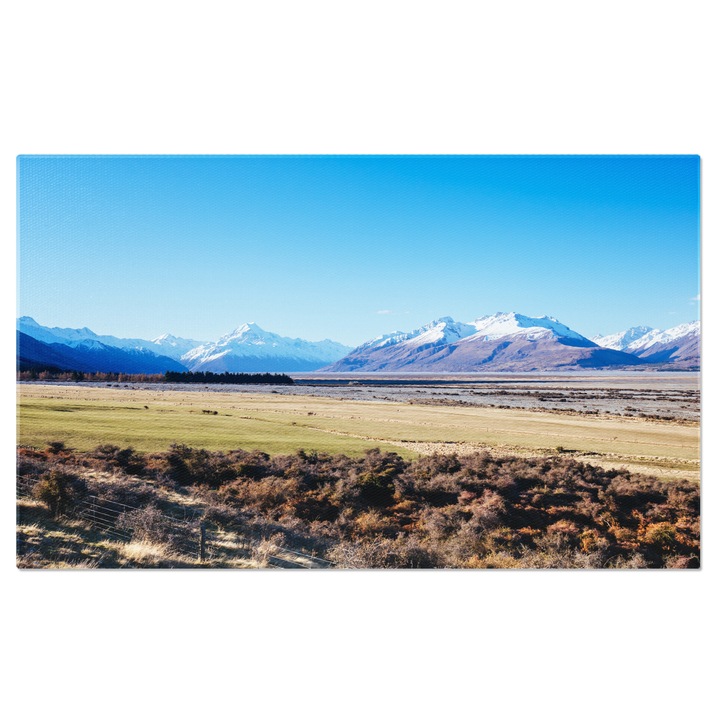 Vászonfestmény, kilátás a Pukaki-tóra Új-Zélandon, Aoraki, Canterbury, Gejzír, Túrázás, Táj, Hegy, Szakács 70x50cm