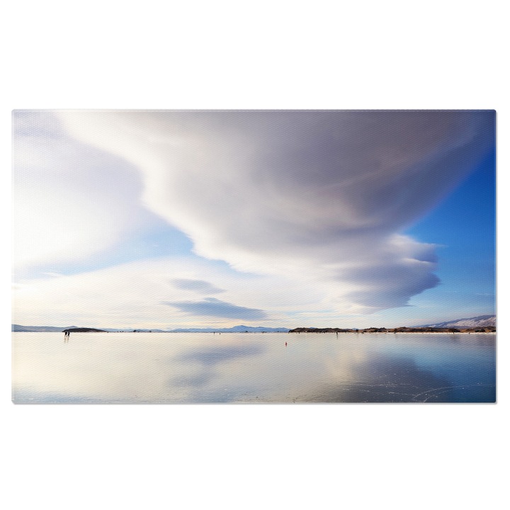 Tablou Canvas Nor Lenticular peste Lacul Baikal Inghetat, Baikal, Iarna, Peisaj, Natura 100x70CM