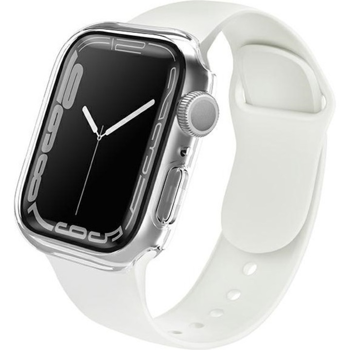 Калъф Uniq Legion за Apple Watch 4/5/6/7/SE/8/9, прозрачен, 44/45 мм, 9H закалено стъкло, максимална защита