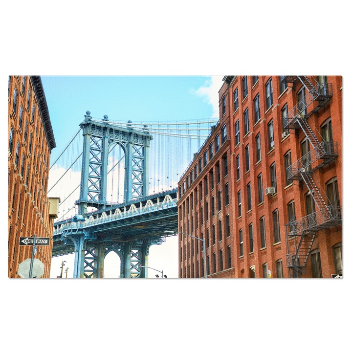 Tablou Canvas Podul Manhattan la Strada Brooklyn, Arhitectura, Urban, Calatorie, USA 70x50CM