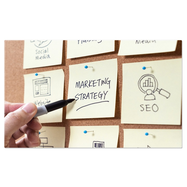 Tablou Canvas Planificare de Marketing, Planificare, Strategie, Cercetare, Afaceri, Analiza, Publicitate, Retele Sociale, Inovatie Globala. 40x25CM