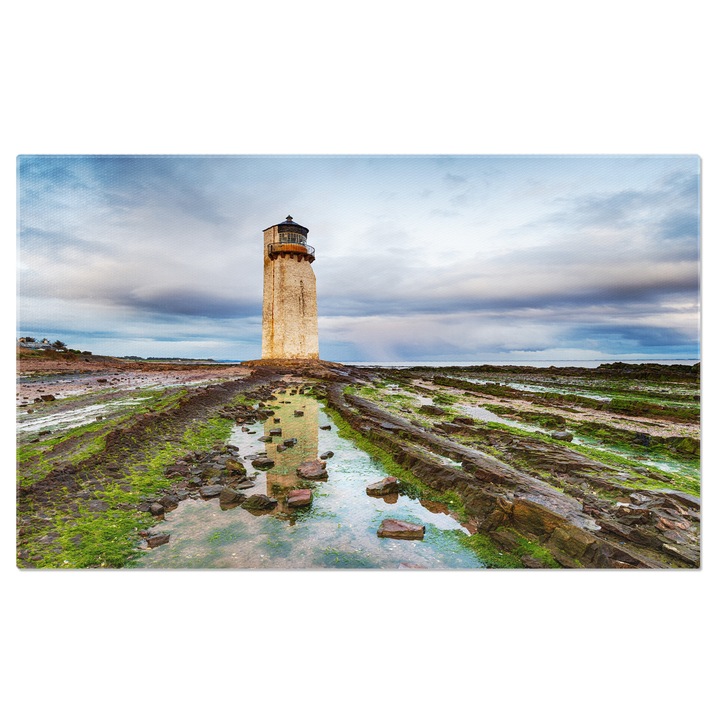 Tablou Canvas Farul Southerness sub Ceruri Amenintatoare Scotia, Far, Peisaj Maritim, Dramatic, Nori 90x60CM