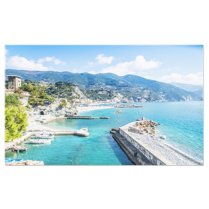 Tablou Canvas Vedere Aeriana a Monterosso, Italia Aerial, Cinque Terre, Plaja, Castel, Peisaj 90x60CM