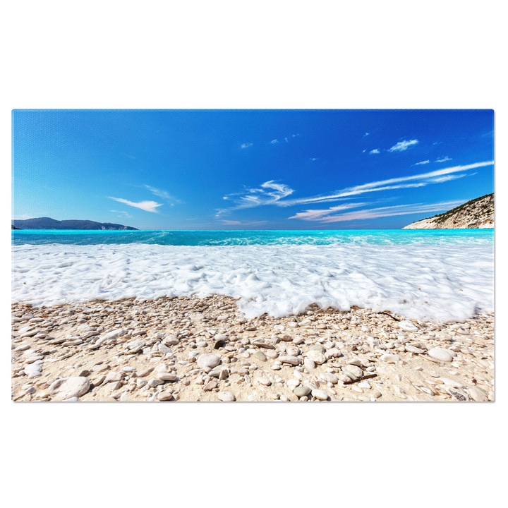 Tablou Canvas Plaja Myrtos in Kefalonia, Plaja, Marea Ionica, Peisaj Maritim, Turcoaz 120x80CM