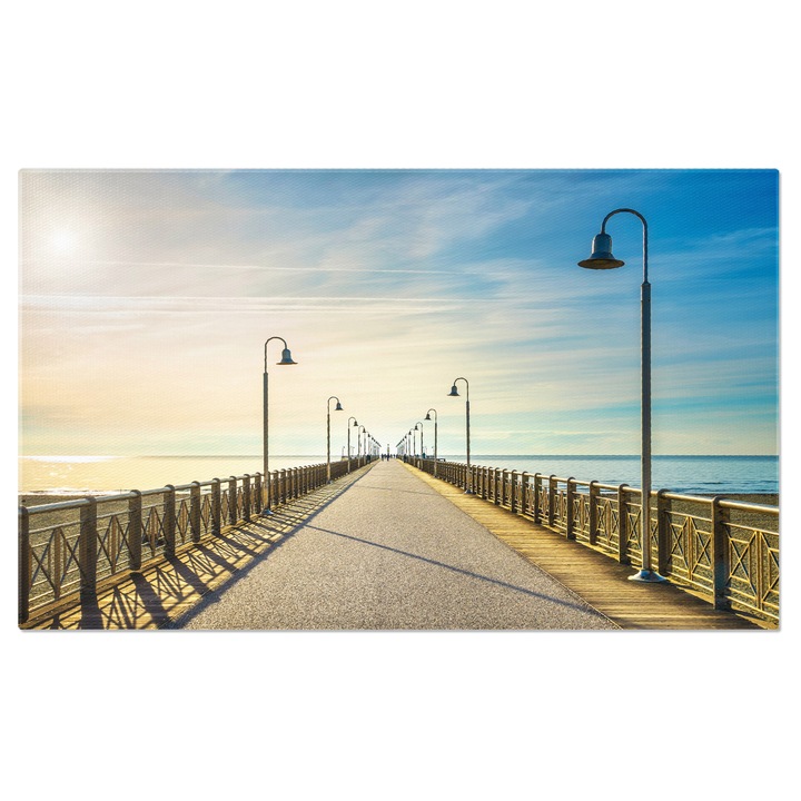 Tablou Canvas Ponton si Mare in Forte dei Marmi Versilia, Forte dei Marmi, Ponton, Mare, Arhitectura 40x25CM