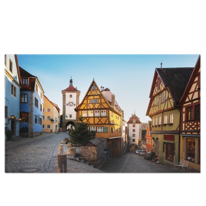 Tablou Canvas Plönlein in Rothenburg ob der Tauber, Bavaria Altstadt, Bavaria, Germania, Poarta, Destinatie 90x60CM