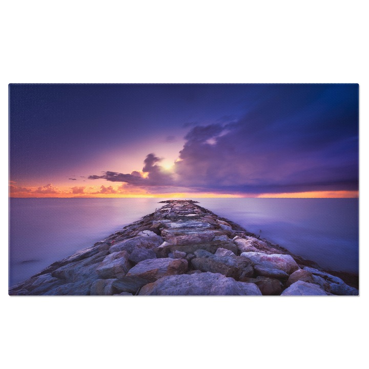 Tablou Canvas Ponton Stancos cu Furtuna pe Orizont, ponton, peisaj marin, furtuna, plaja 40x25CM