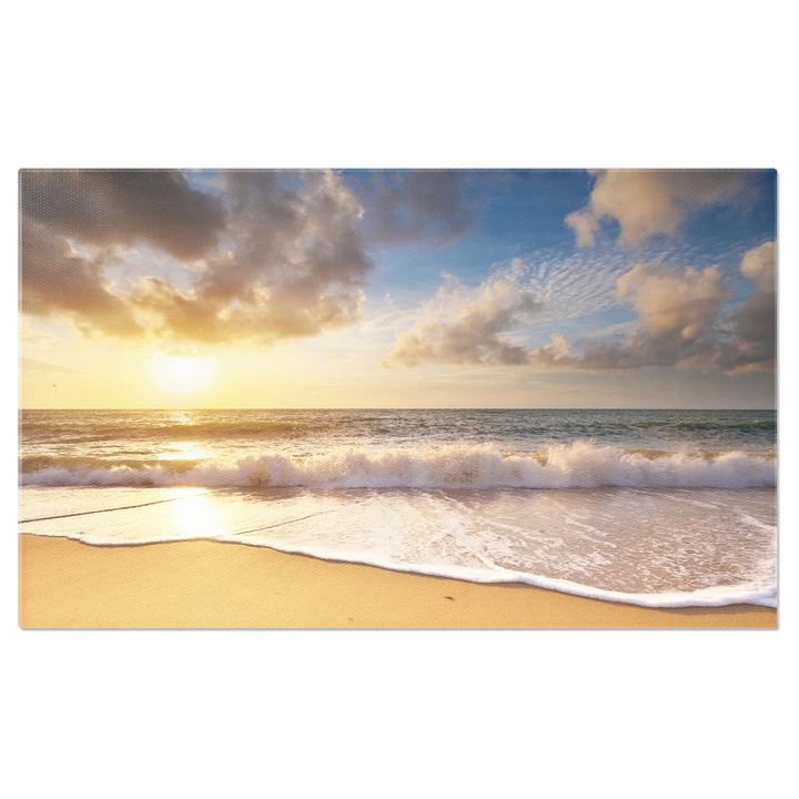 Tablou Canvas Tarm Nisipos la Apus, vara, plaja, apus, peisaj marin, calatorie, relaxare. 120x80CM