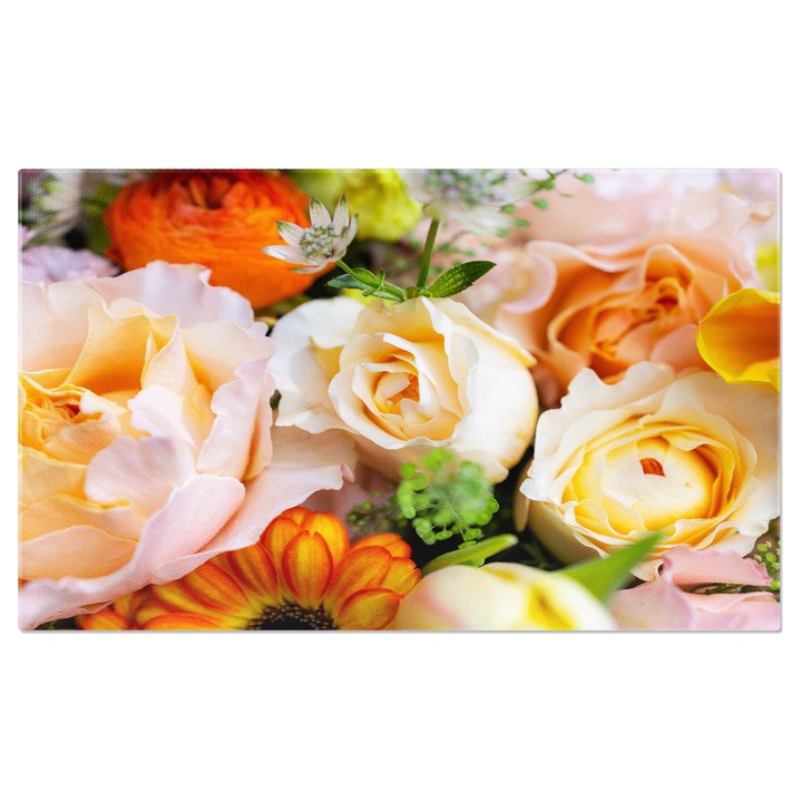 Tablou Canvas Set de cutii cu flori cu flori diferite, flori, cutie, trandafir, floral, natural, decor, vara, nunta, romantic, cadou, proaspat, verde, inflorire, natura. 40x25CM