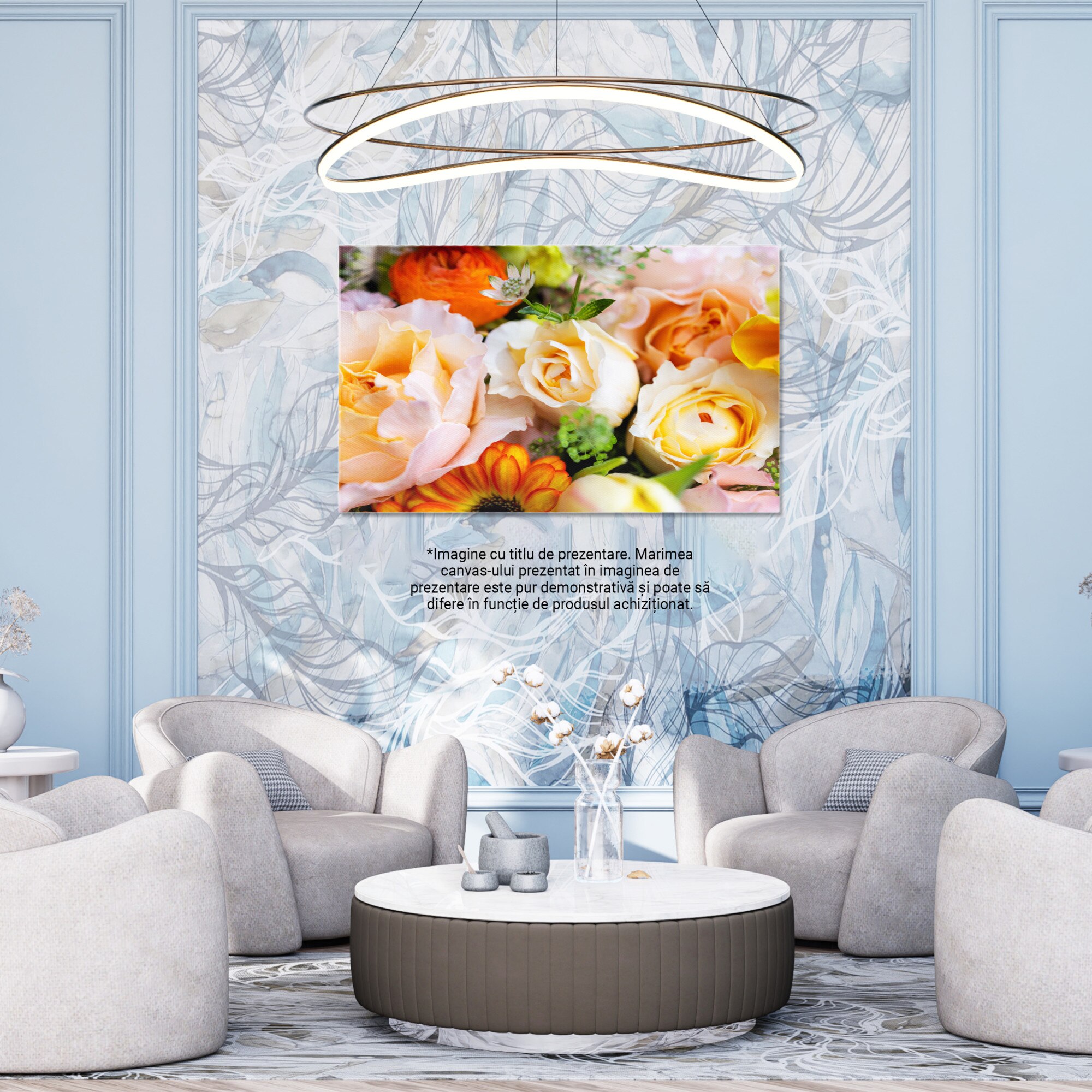 Canvas Print Комплект цветни кутии с различни цветя, цветя, кутия, роза ...