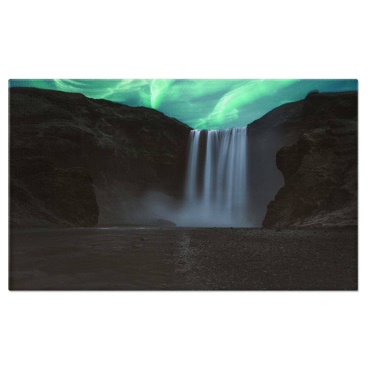 Печат върху платно Skogafoss, Тиха красота: Приключение, Водопад, Исландски пейзаж, Водопади, Природа. 70х50СМ