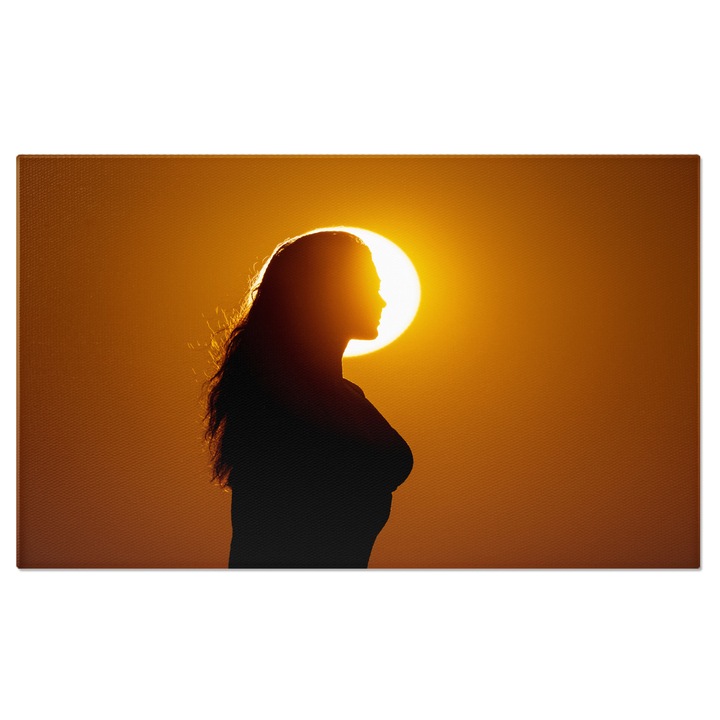 Картина на платно Силна жена Успех и житейски цели, слънце, силует, вяра, поклонение, прераждане 90x60CM