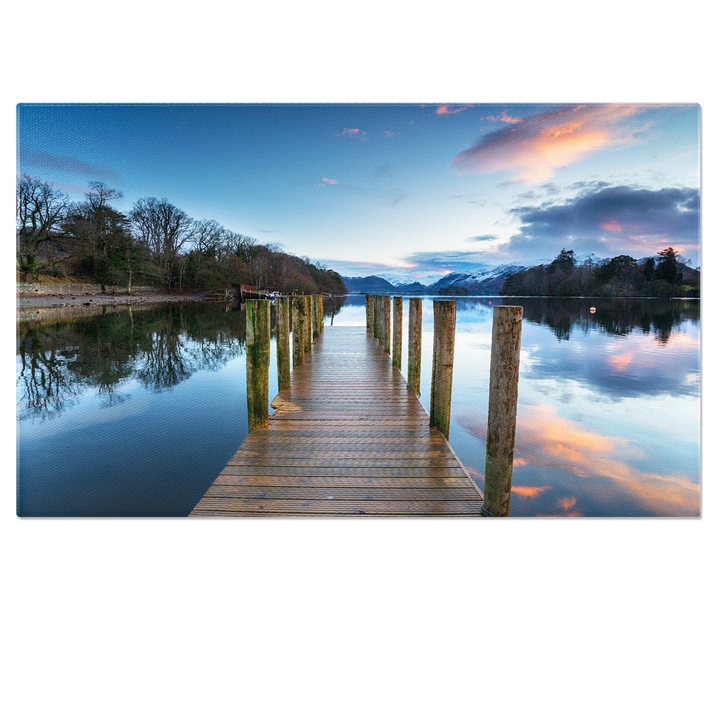 Tablou Canvas Apus peste Derwentwater, Derwentwater, lac, reflectii, ponton, Lake District 40x25CM