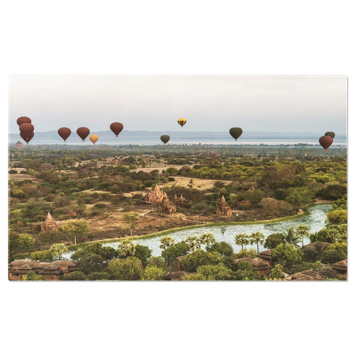 Tablou Canvas Temple in Bagan la Rasarit, Myanmar, deasupra, aer, arhitectura, asiatice 70x50CM