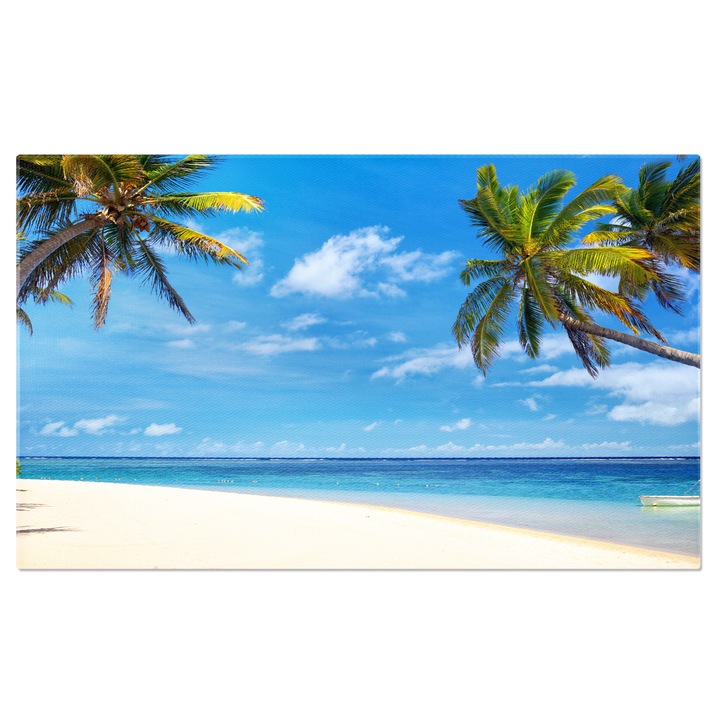 Печат върху платно Тропически плаж с палми, залив, плаж, синьо, спокойствие, бряг 70x50CM