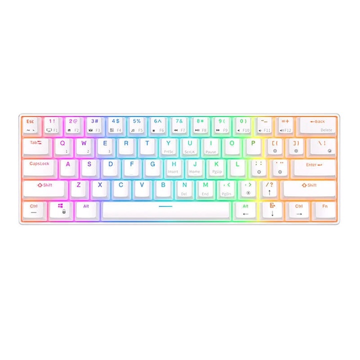 Tastatura mecanica Royal Kludge RK61, RGB, comutator rosu, 1450 mAh, alb