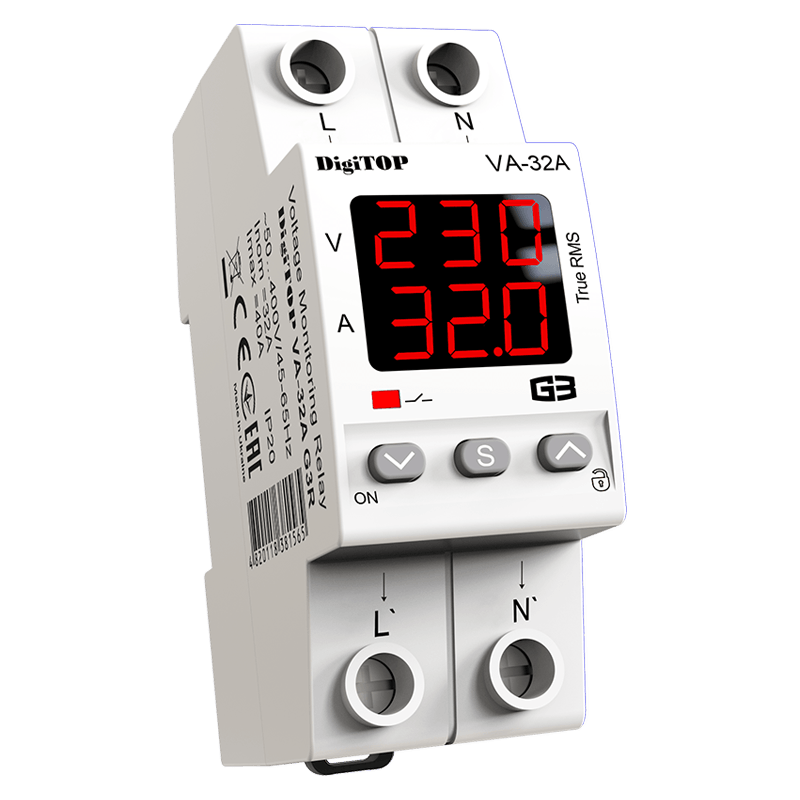 Монофазно реле за защита от напрежение DigiTOP VA-32A G3R - eMAG.bg