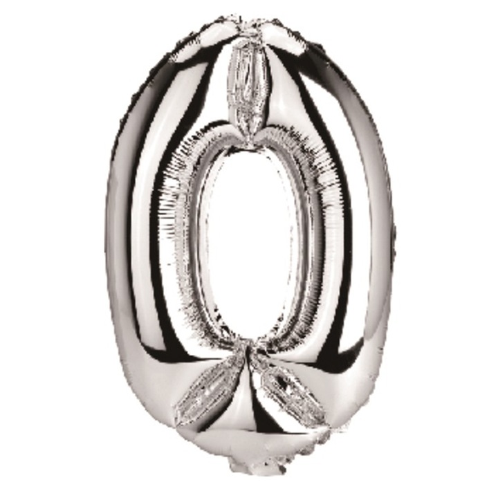 Парти балон, сребристо метално фолио, 40 см, номер 0