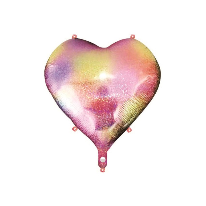 Balon party, folie metalizata multicolor, 45 cm, inima
