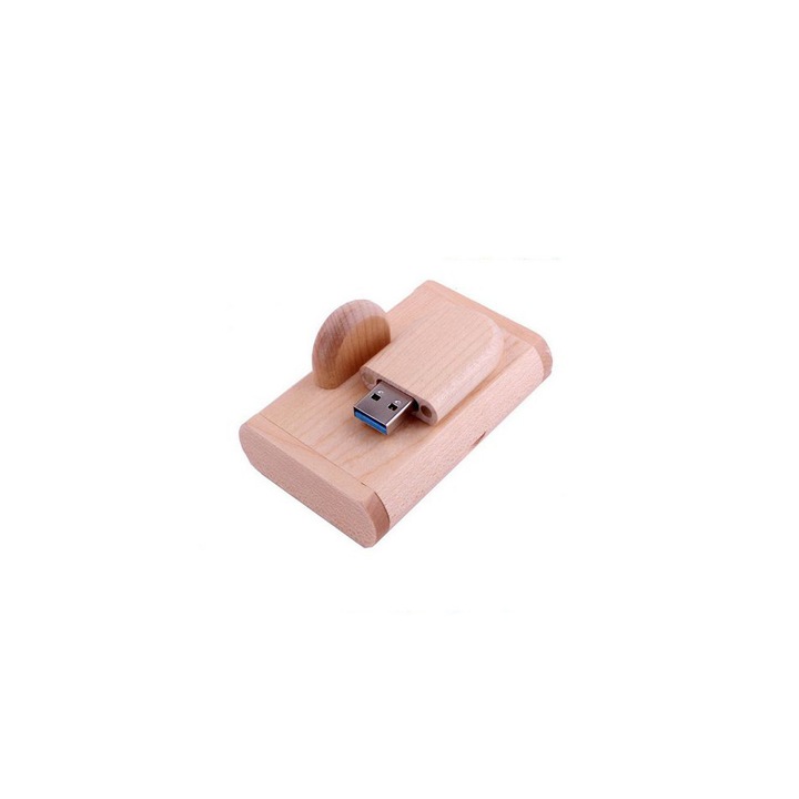 Usb памет 8GB, USB 3.0 кутия и дървена стик естествен овален модел