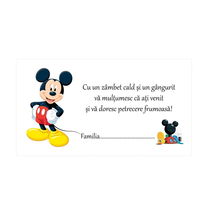 Plic Bani Botez Mickey Mouse Rosu