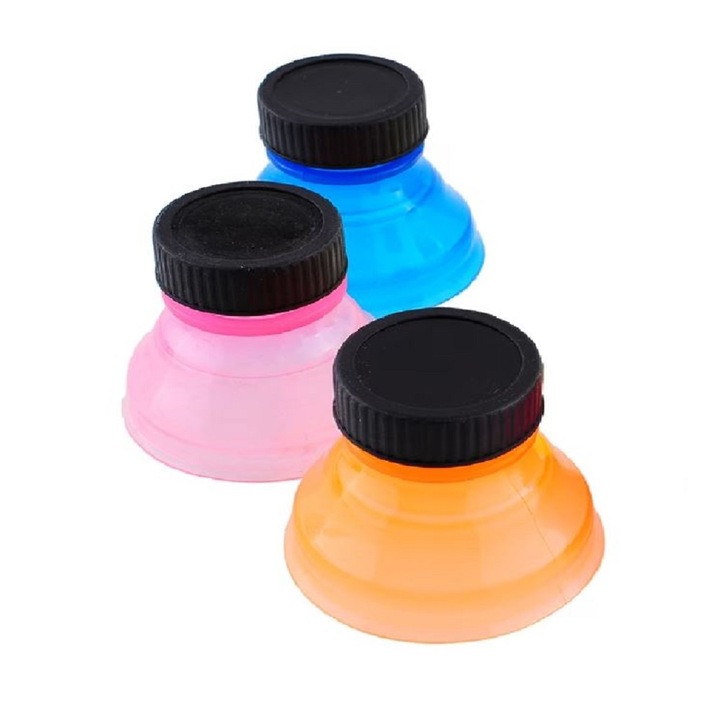 Set 3 capace universale, Plastic, pentru bauturi la doza, Multicolor