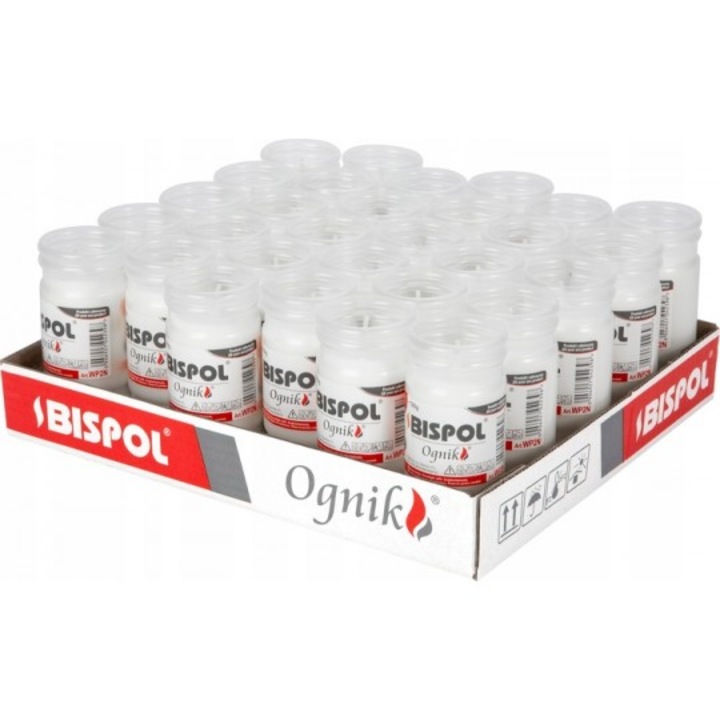 Комплект от 30 вложки за свещи с парафин, Bispol, WP2N, 48h, бели