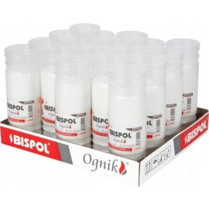 Комплект 18 wklady paraffinowe Bispol, bezzapachowe, biale, 180x63mm