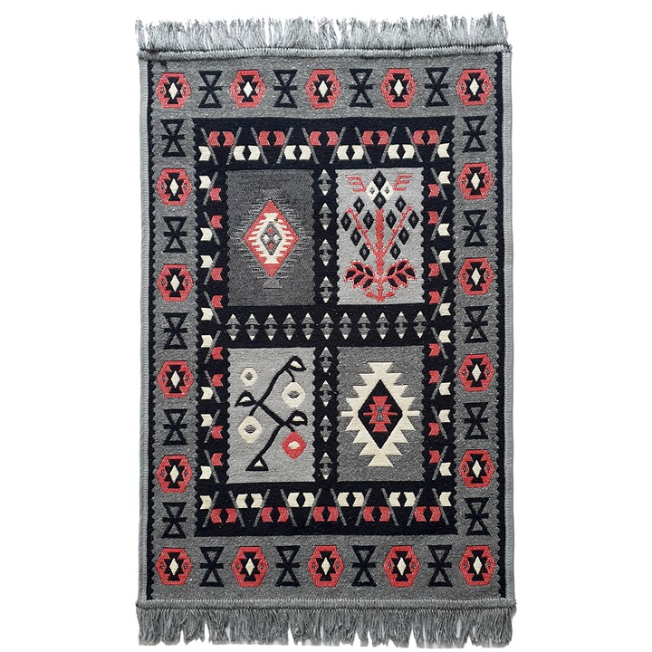 Традиционен рустик килим 80x300 см Сив