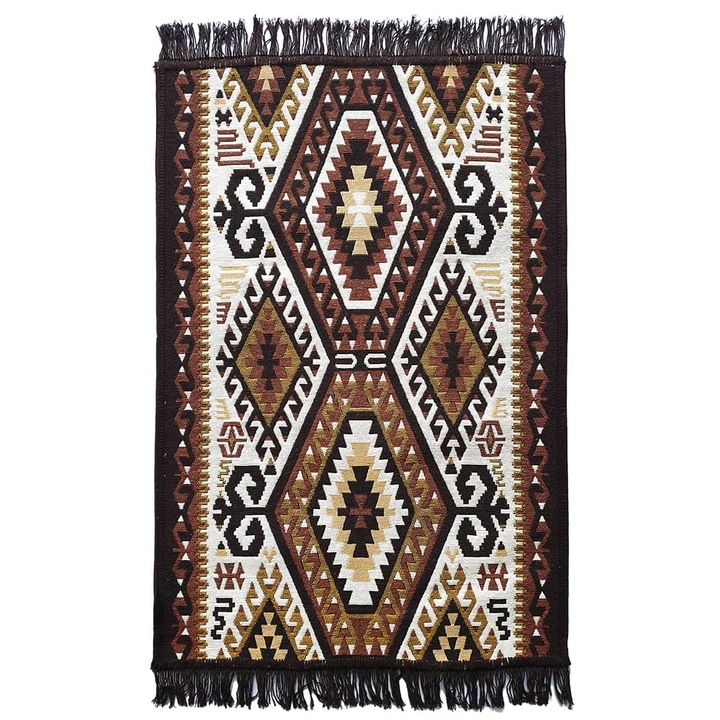 Традиционен рустик килим, 80х300 см, Кафяв