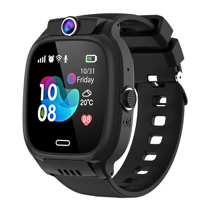 Gyermek okosóra, GPS, Y31, 4G, vízálló, fekete