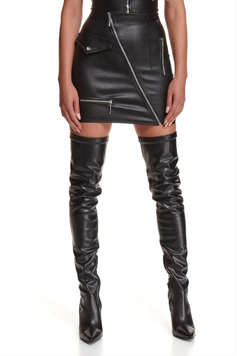 Fusta mini, Demoniq, Piele ecologica``, Negru