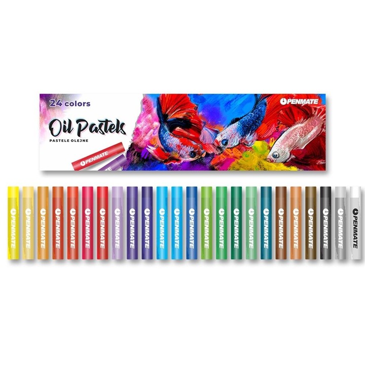 24 db pasztell ceruza készlet, Penmate, 8,5 x 60 mm, Multicolor