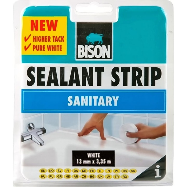 Banda de etansare, Bison, 13 mm x 3.35 m, Bizon, Alb