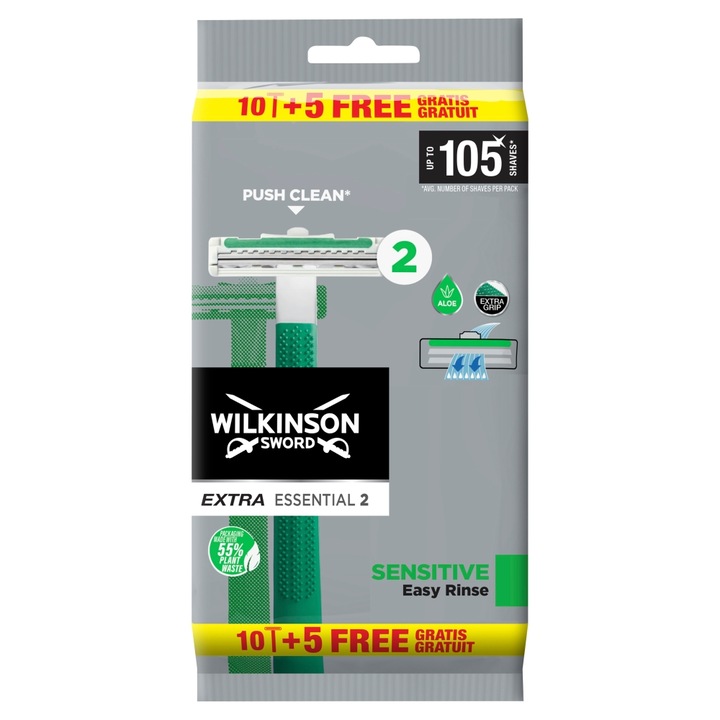 Set 15 aparate de ras clasice, Wilkinson, Verde