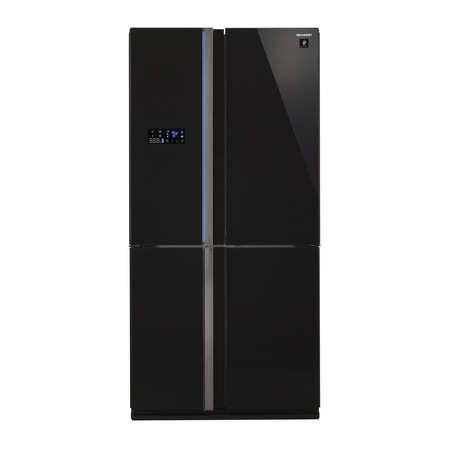 Side by side Sharp SJFS810VBK, Ioni Plasmacluster, 600 l, Clasa A+, H 183 cm, Sticla Neagra