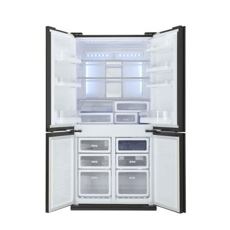 Side by side Sharp SJFS810VBK, Ioni Plasmacluster, 600 l, Clasa A+, H 183 cm, Sticla Neagra