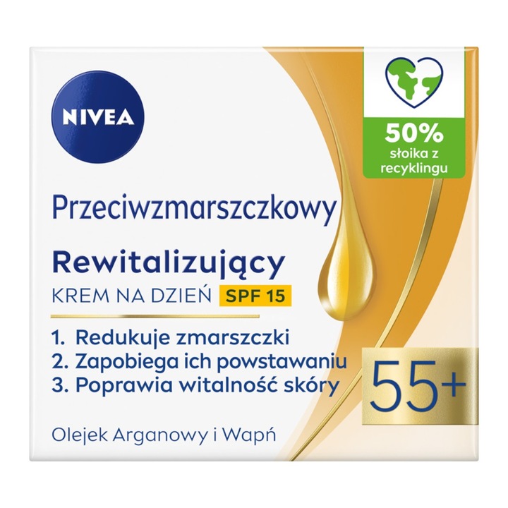 Ránctalanító nappali krém, Nivea, SPF15, 55+, 50 ml