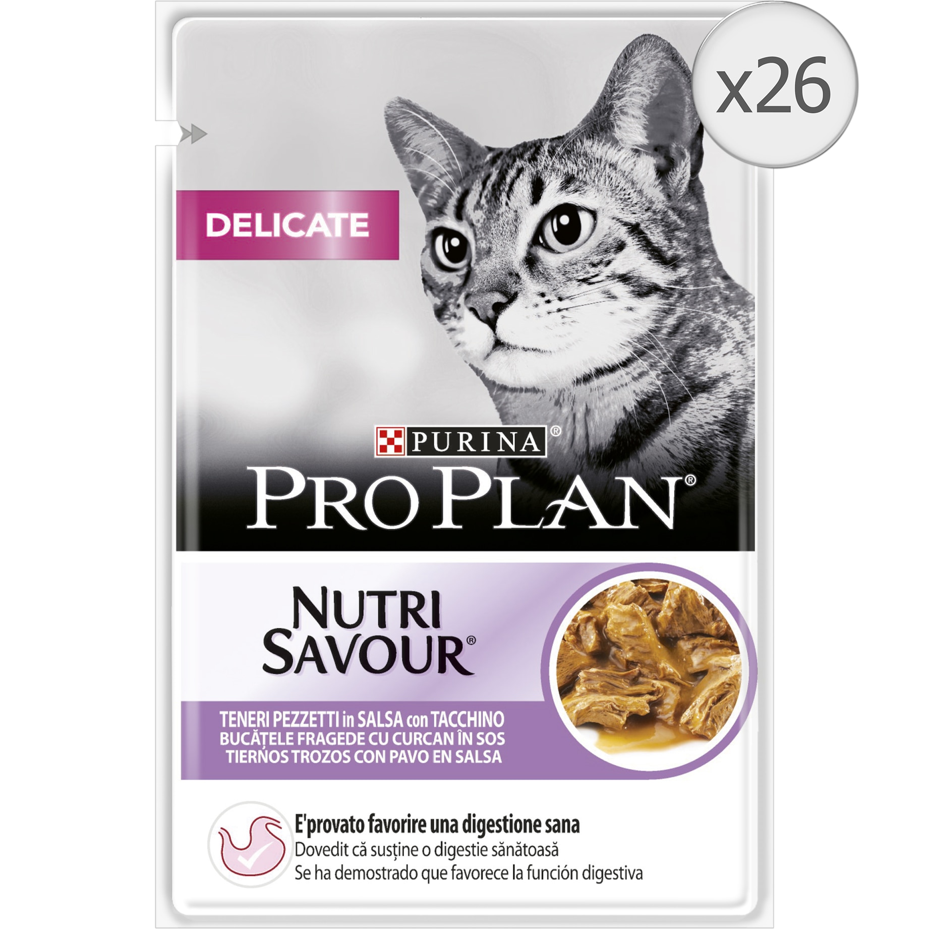 Hrana umeda pentru pisici Pro Plan Delicate Nutrisavour, Curcan in