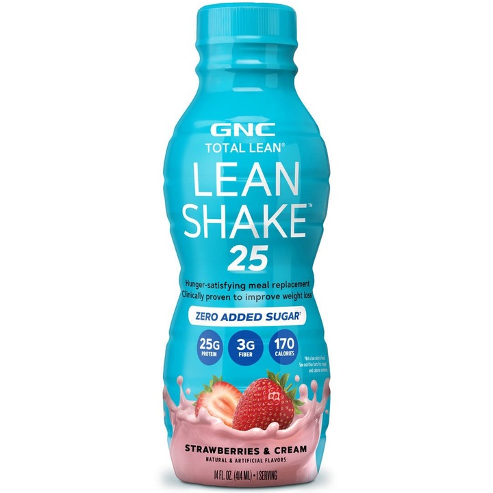 Shake proteic RTD cu aroma de capsuni si frisca GNC Total Lean® Lean Shake™ 25, 414ml