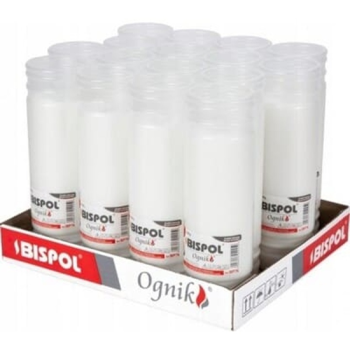 Комплект 16 свещи, Bispol, 168h, бели, 225x65mm