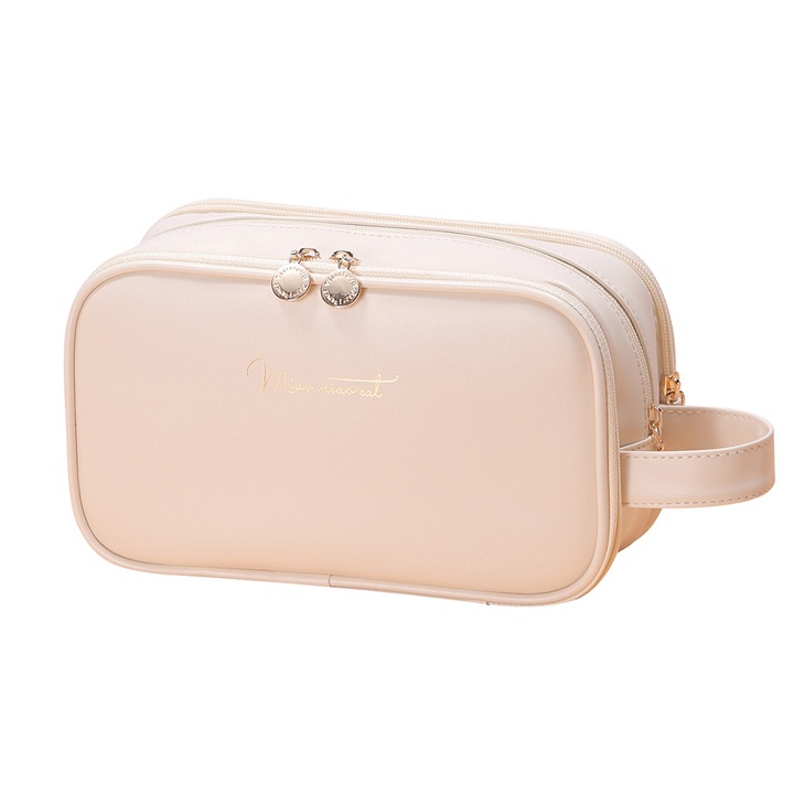 Geanta cosmetica de calatorie, organizator de machiaj, roz, 26.5x12x16.5cm